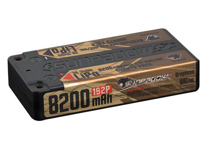 Sunpadow Li-Po Batteri 1S 3,7V 8200mAh 100C Shorty U-LCG Gold