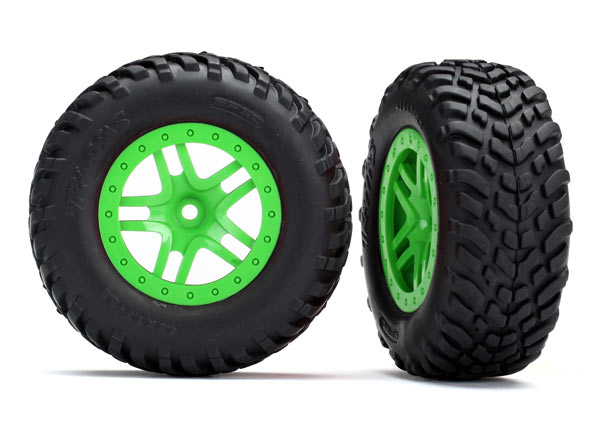 Traxxas 5892G Däck & Fälg SCT / SCT S-Spoke Grön 4WD/2WD Bak TSM (2)