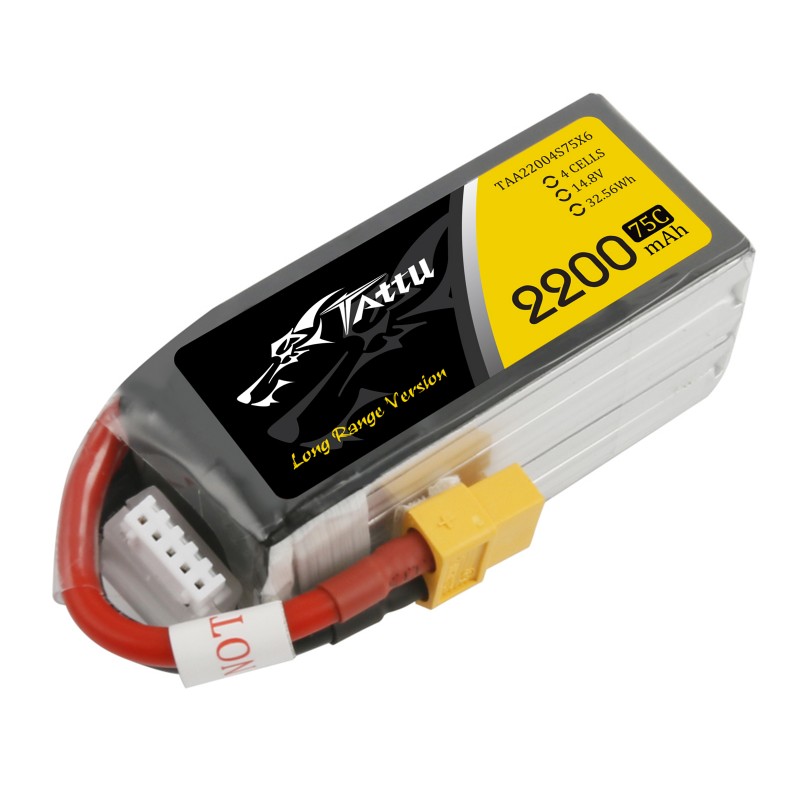 Tattu 2200mAh 14.8V 75C 4S Lipo XT-60
