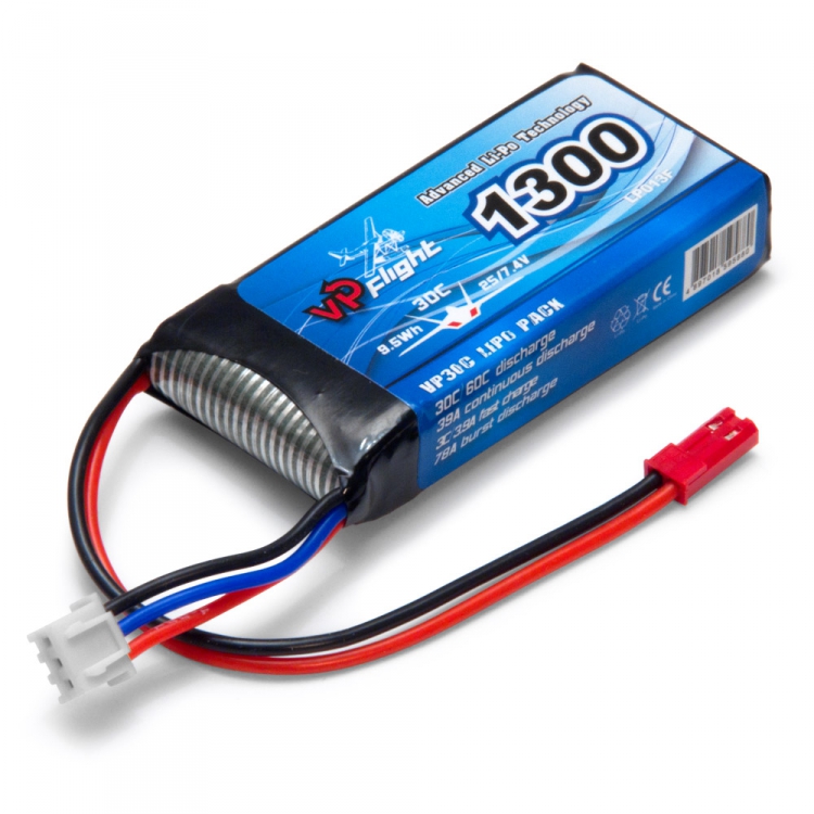 Vapex VPLP013F Li-Po Batteri 7.4V 1300mAh 30C JST-RCY (BEC)