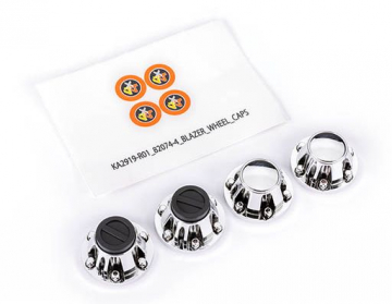Traxxas 428164X Wheel Center Caps Chrome F&amp;R (2+2) (Require Stub Axle #8255) TRX-4/6