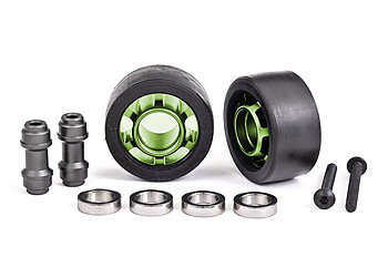 Traxxas 7775G Hjul Alu Grön Wheelie Bar Set Kullager (2) X-Maxx, XRT, Maxx, Sledge