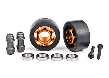 Traxxas 7775T Hjul Alu Orange Wheelie Bar Set Kullager (2) X-Maxx, XRT, Maxx, Sledge