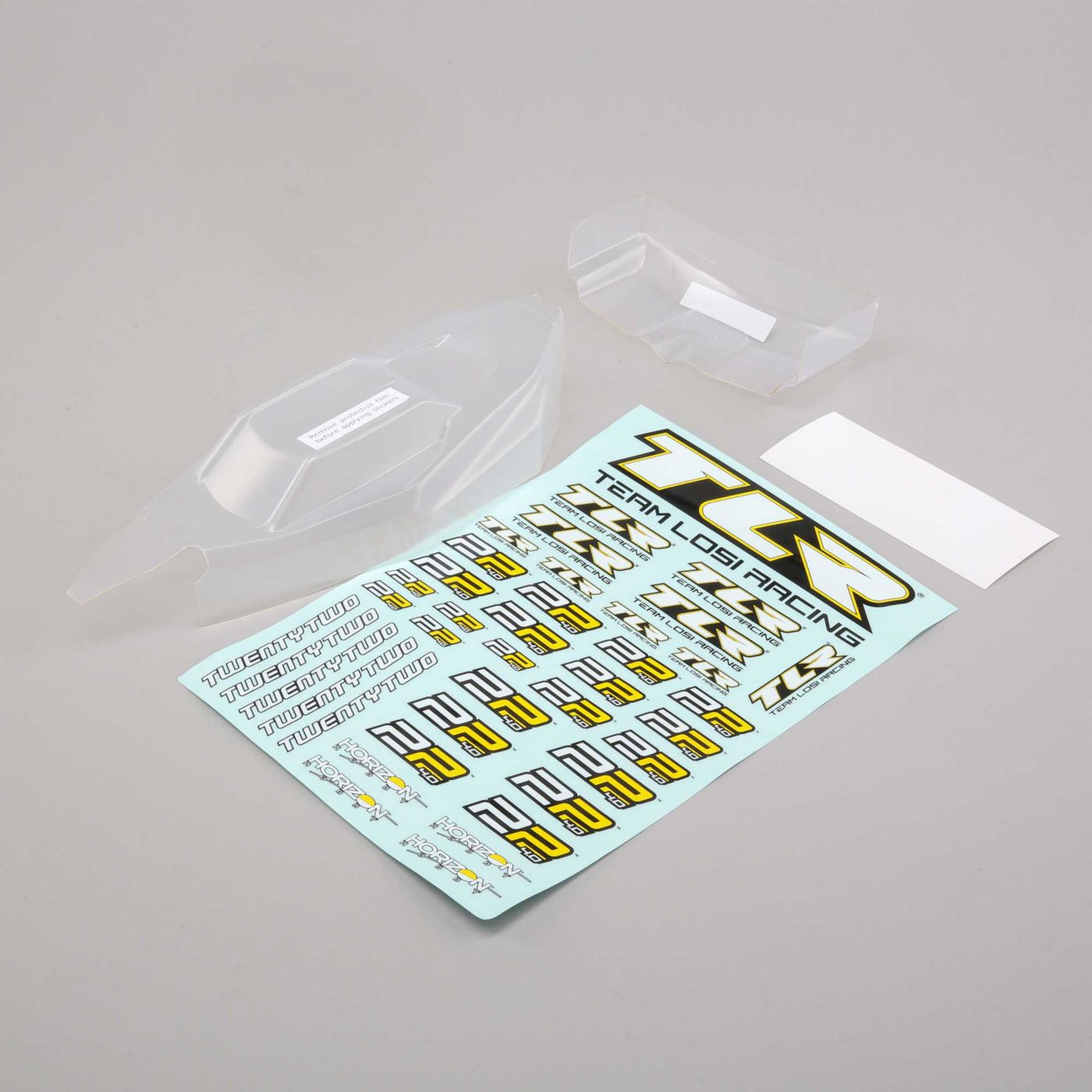 TLR TLR230010 Light Weight Body & Wing Clear, w/Stickers: 22 4.0