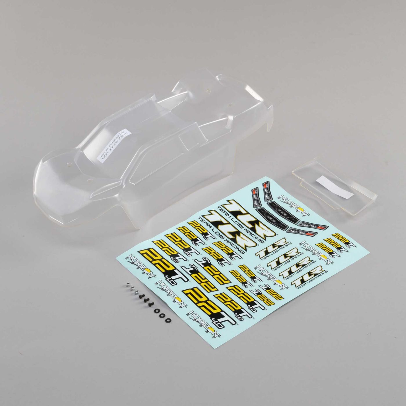 TLR TLR230011 Body Set, Clear, w/Stickers: 22T 4.0