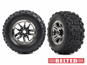 Traxxas 429573A Tires &amp; Wheels Sledgehammer Belted 3.8'' Black Chrome (17mm Hex) (2)