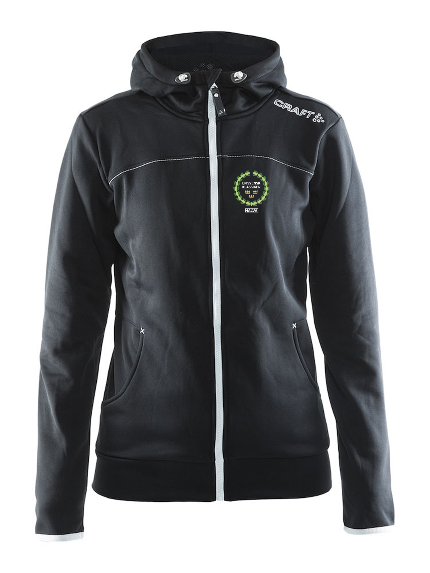 En Svensk Klassiker Halva,Full zip hood dam (Craft)m.broderad logo - 2