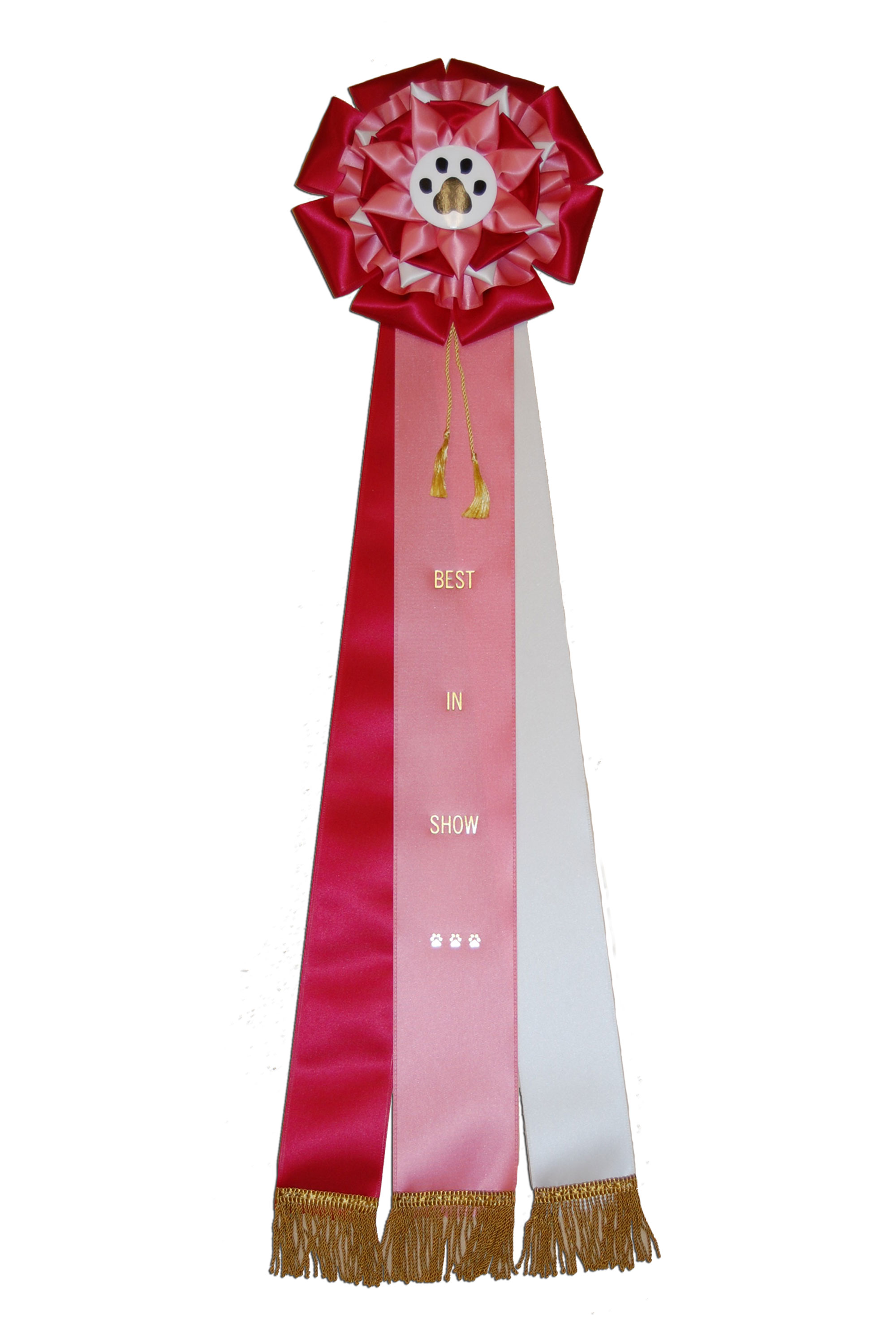 6289 - Rosette für Pferd, Hund, Veranstaltung mit Quasten und Fransen, 71 cm - 4