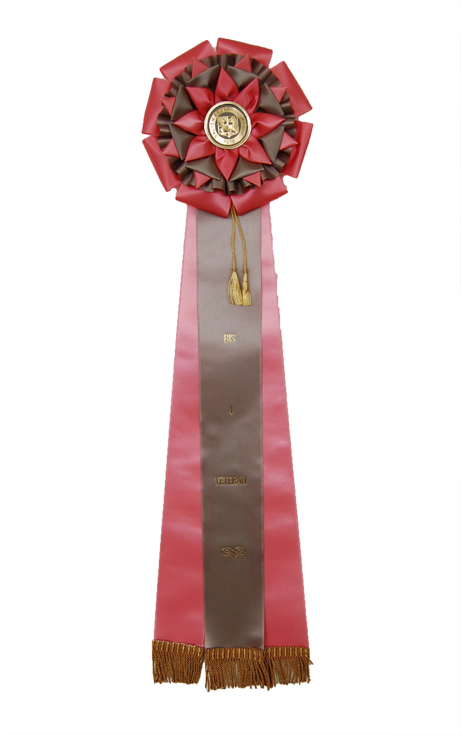 6289 - Rosette für Pferd, Hund, Veranstaltung mit Quasten und Fransen, 71 cm - 3