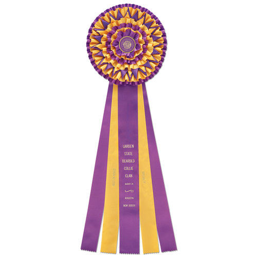 6271 - Rosette für Pferd, Hund, Veranstaltung, 5 Bänder, 81 cm - 4