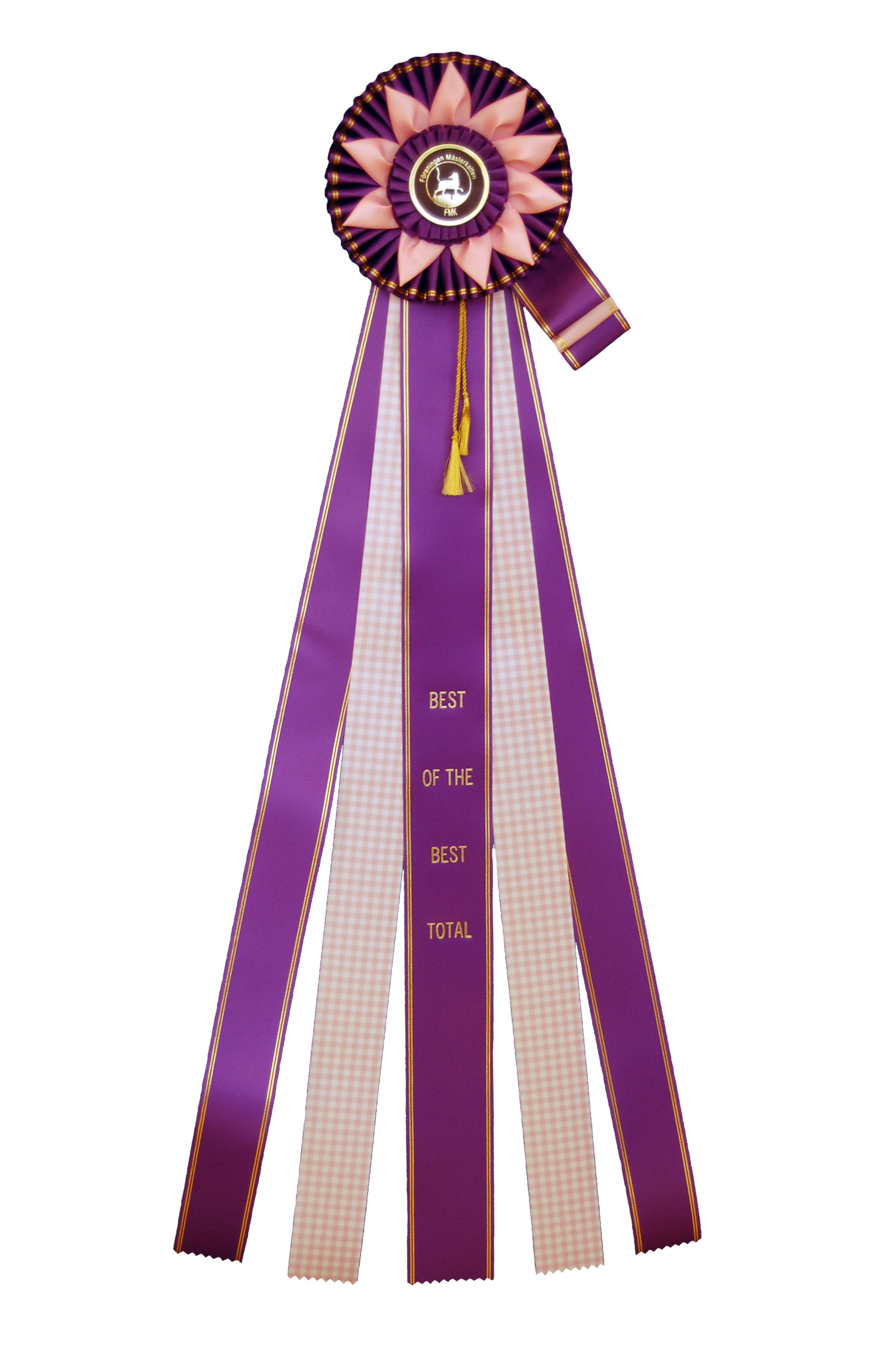 6286 - Rosette für Pferd, Hund, Veranstaltung, mit Seitenbändern, 5 Bänder, 71 cm - 6