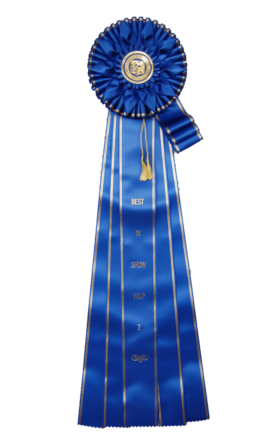 6286 - Rosette für Pferd, Hund, Veranstaltung, mit Seitenbändern, 5 Bänder, 71 cm - 4