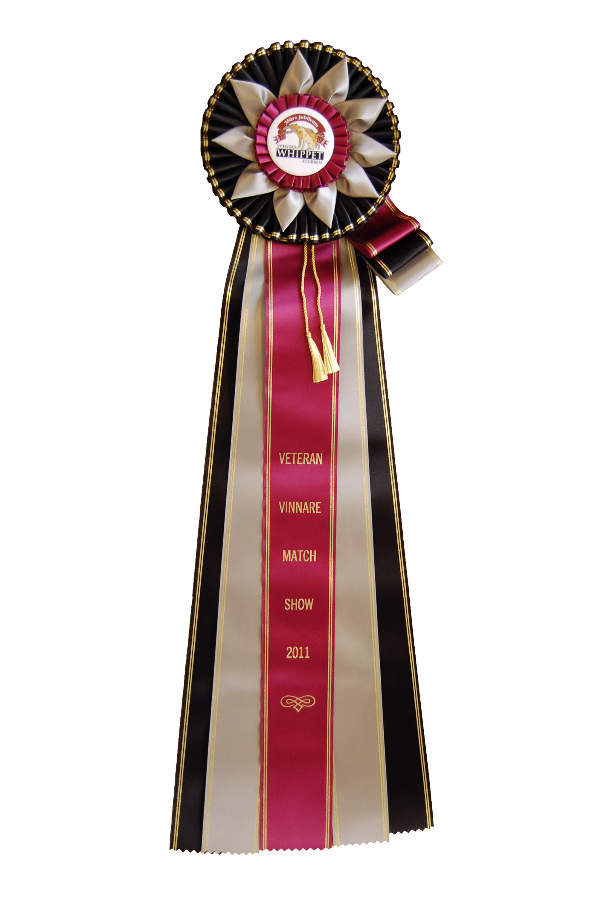 6286 - Rosette für Pferd, Hund, Veranstaltung, mit Seitenbändern, 5 Bänder, 71 cm - 3