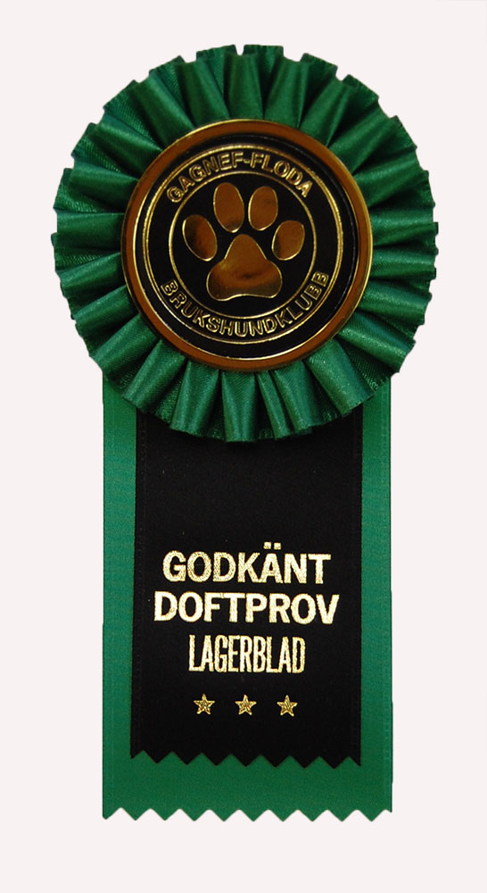 6200-1 - Rosett 17 cm, överliggande band, hund, event  - 3