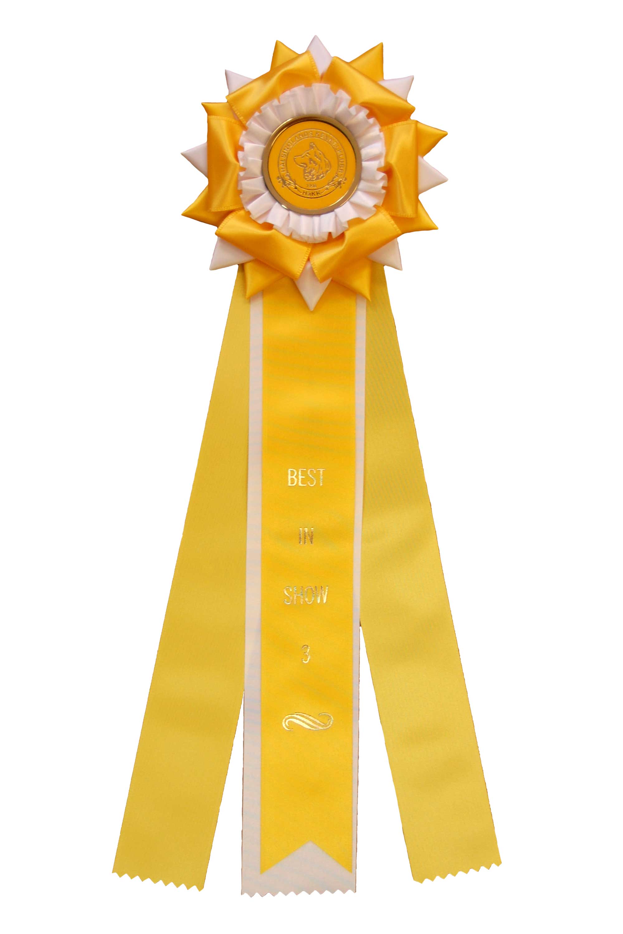 6294 - Rosett för häst, hund, event, 4 band, 45 cm - 6