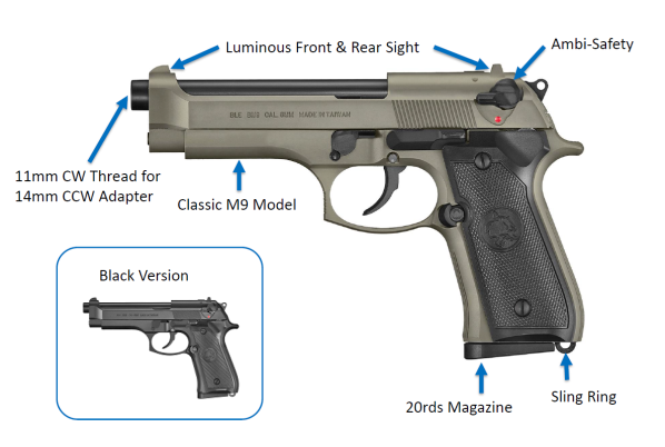 Pistol BM9 ICS Black GBB - 3
