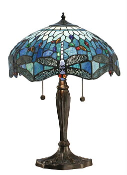 Tiffanylampa Bordslampa Dragonfly Blue  Ø 41cm