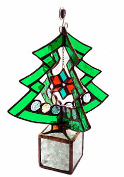 Målat glas dekoration "Julgran" ↕ 25cm