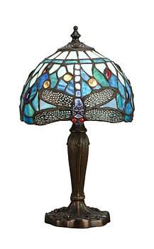 Tiffanylampa Bordslampa Dragonfly Blue Ø 20cm