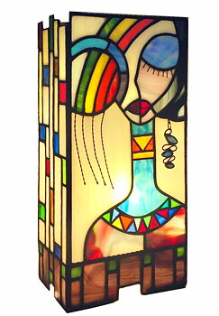 Målat glas abstrakt design  bordslampa Matilda ↕ 34cm