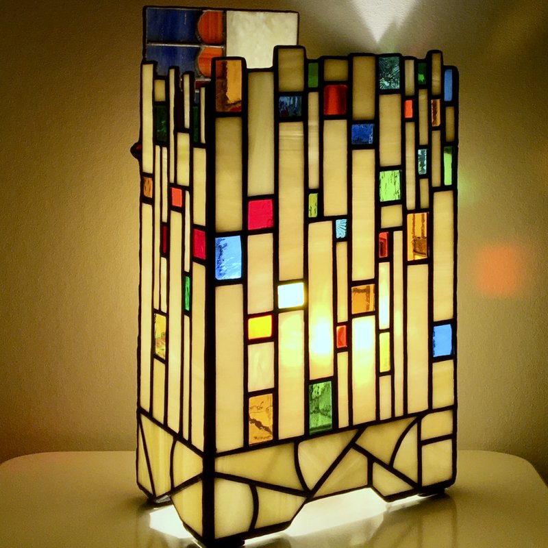 Målat glas abstrakt design  bordslampa ↕ 33cm - 4
