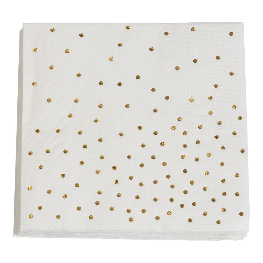 Servetter 33x33 cm prickar m guldfolie 16-pack