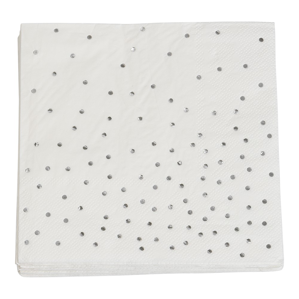 Servetter 33x33 cm prickar m silver 16-pack