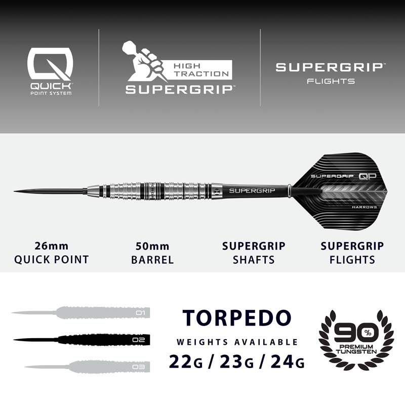 Harrows Supergrip Quick Point Torpedo 90% 23g - 4