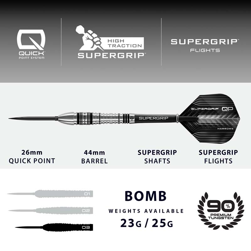 Harrows Supergrip Quick Point Bomb 90% 25g - 4