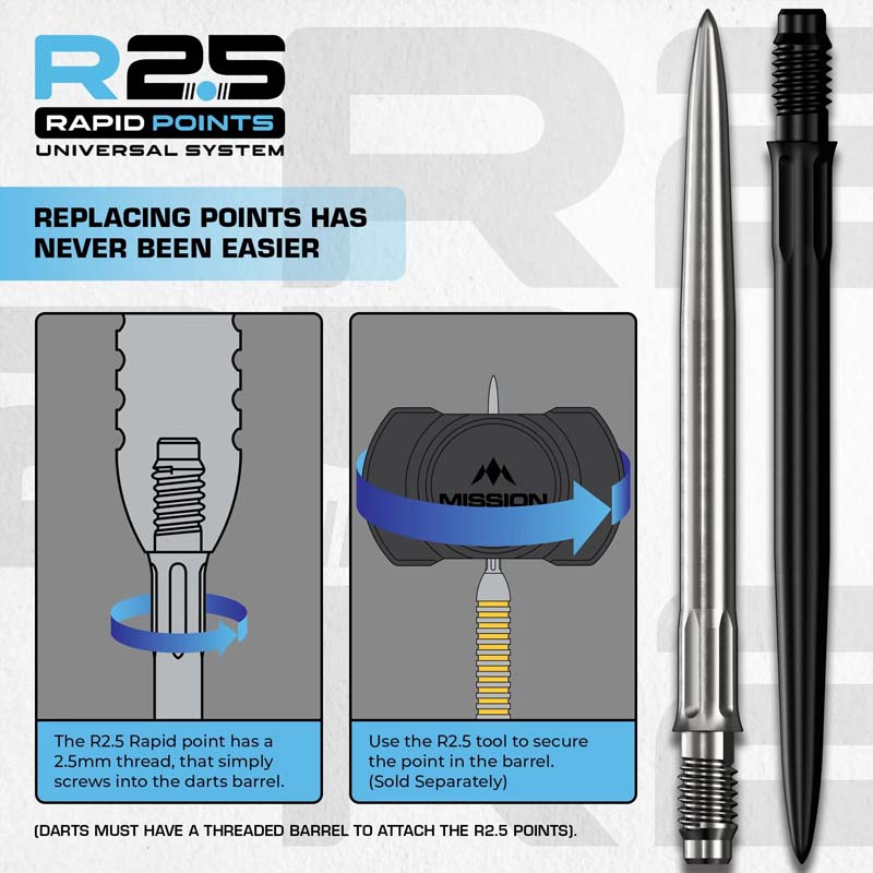 Mission R2.5 Rapid SM1 Dartspetsar Silver 30mm - 4