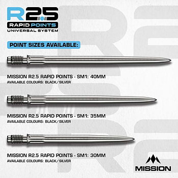 Mission R2.5 Rapid SM1 Dartspetsar Silver 35mm