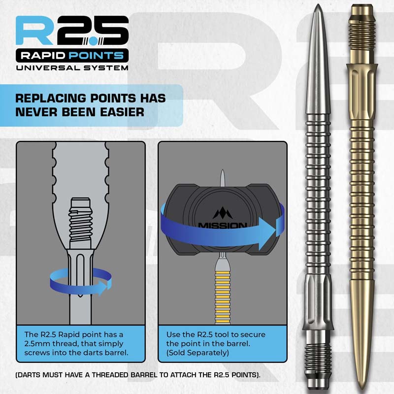 Mission R2.5 Rapid GV1 Dartspetsar Svarta 40mm - 4
