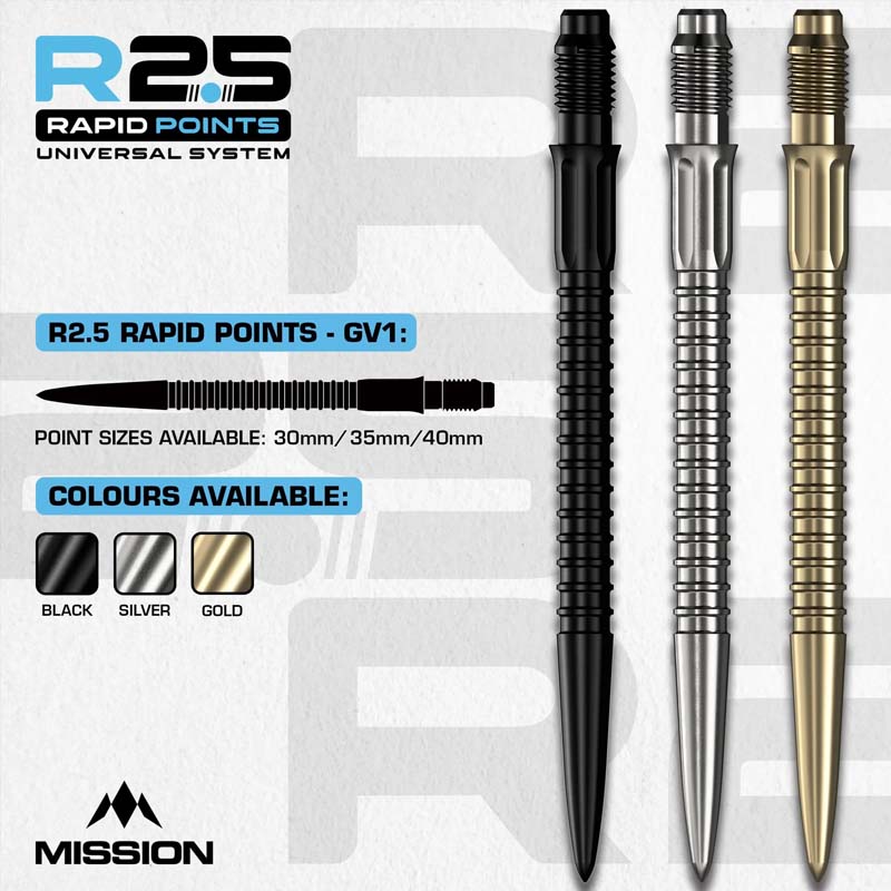Mission R2.5 Rapid GV1 Dartspetsar Guld 30mm - 6