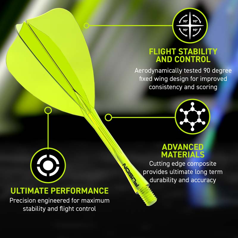 Winmau Fusion Arrow Transparent Yellow 28mm Inbetween - 3