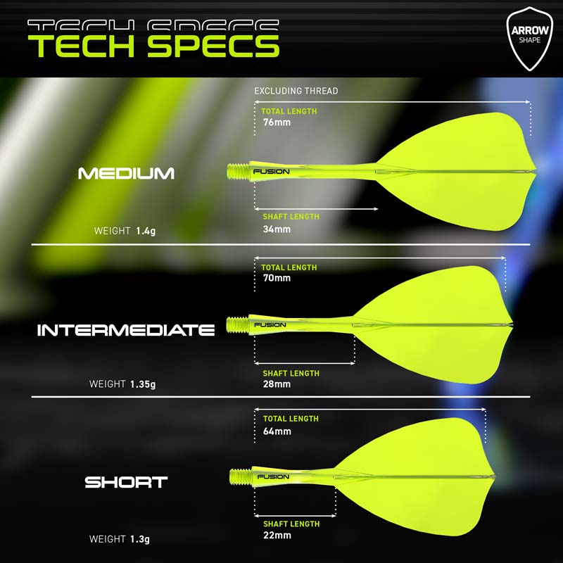 Winmau Fusion Arrow Transparent Yellow 28mm Inbetween - 4