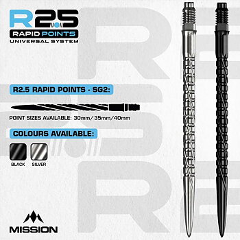 Mission R2.5 Rapid SG2 Dartspetsar Svarta 35mm