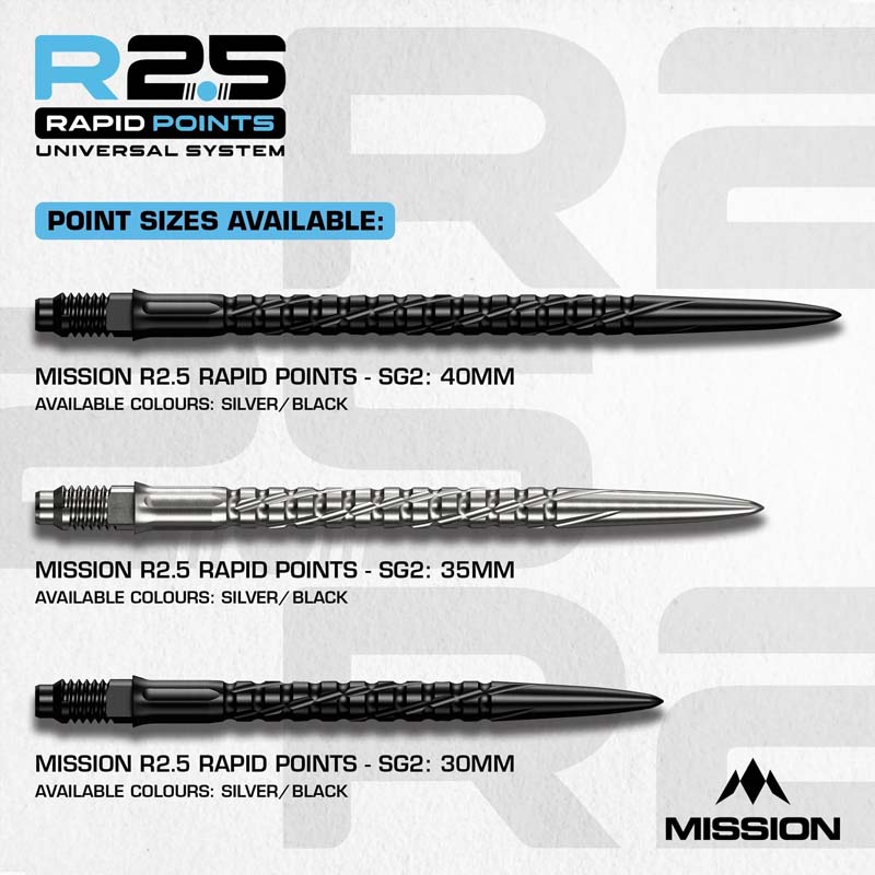 Mission R2.5 Rapid SG2 Dartspetsar Svarta 35mm - 3