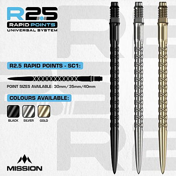 Mission R2.5 Rapid SC1 Dartspetsar Silver 40mm