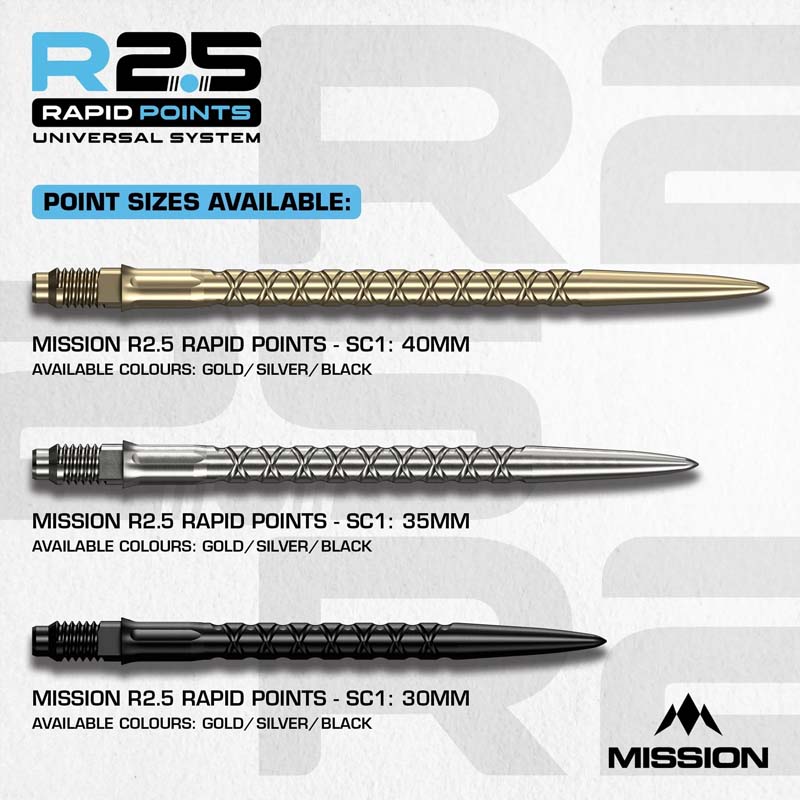 Mission R2.5 Rapid SC1 Dartspetsar Guld 40mm - 3