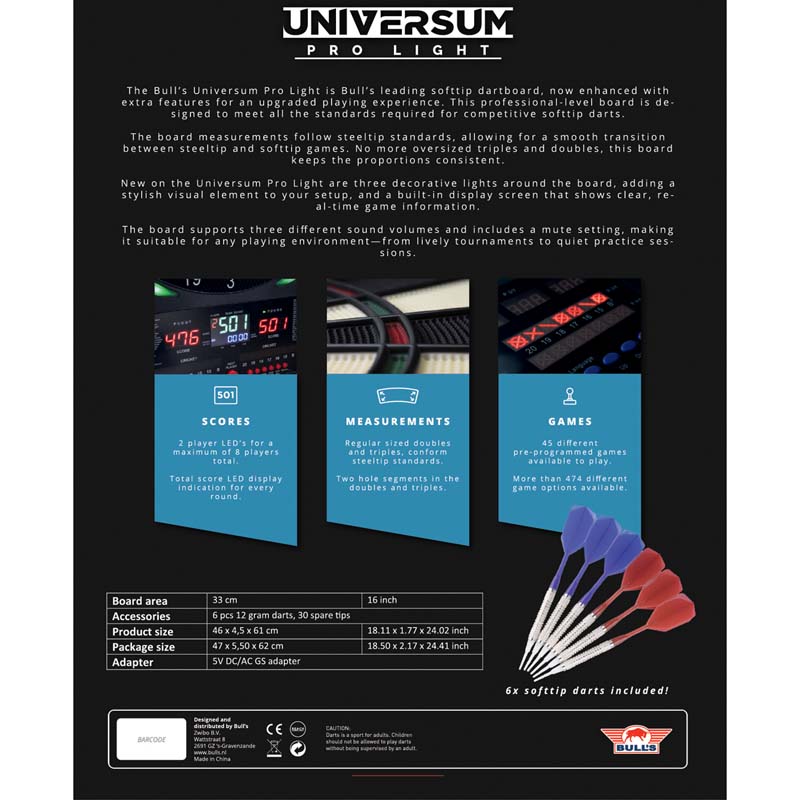 Bulls NL Universum Pro L Electronic SOFTTIP Dartboard Blue - 3