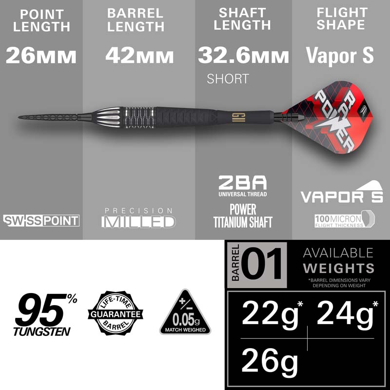 Target Phil Taylor Power 9Five GEN-11 Swiss Point 95% 26g - 9