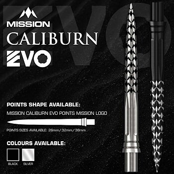 Mission Caliburn EVO Dart Points Mission Logo Silver 38mm