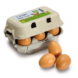 6-pack ägg i trä bruna