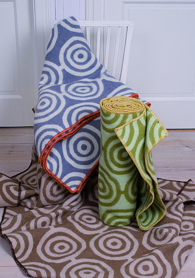 Circles brun/beige 130x180 Jaquardvävd ullpläd