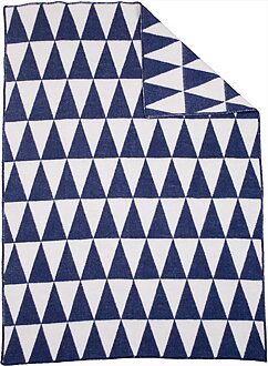 Triangle Blå/Vit 130x180 Jaquardvävd ullpläd