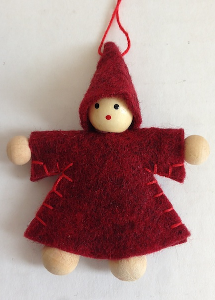 Tomte mini hängande mörkröd