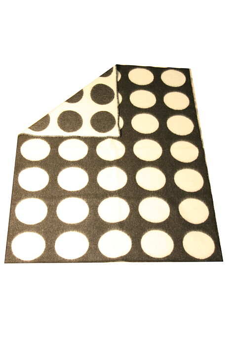 Dots vit/svart 130x180 jaquardvävd ullpläd