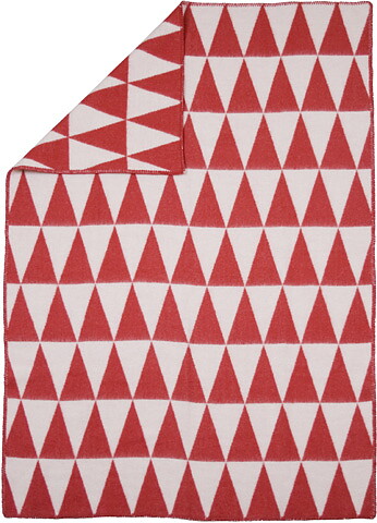 Triangle Röd/Vit 130x180 Jaquardvävd ullpläd