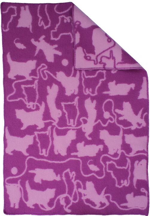 Kitten Rosa/Vit 90x130 Jaquardvävd ullpläd
