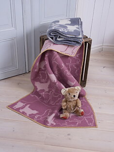 Kitten Rosa/Vit 90x130 Jaquardvävd ullpläd
